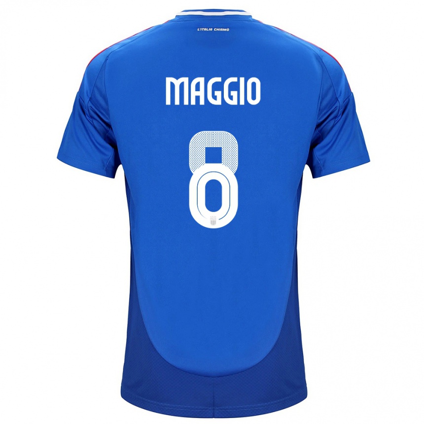 Kinder Fußball Italien Luca Di Maggio #8 Blau Heimtrikot Trikot 24-26 T-Shirt Luxemburg