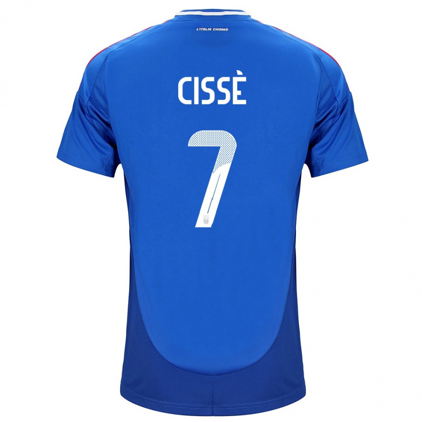 Kinder Fußball Italien Alphadjo Cissè #7 Blau Heimtrikot Trikot 24-26 T-Shirt Luxemburg