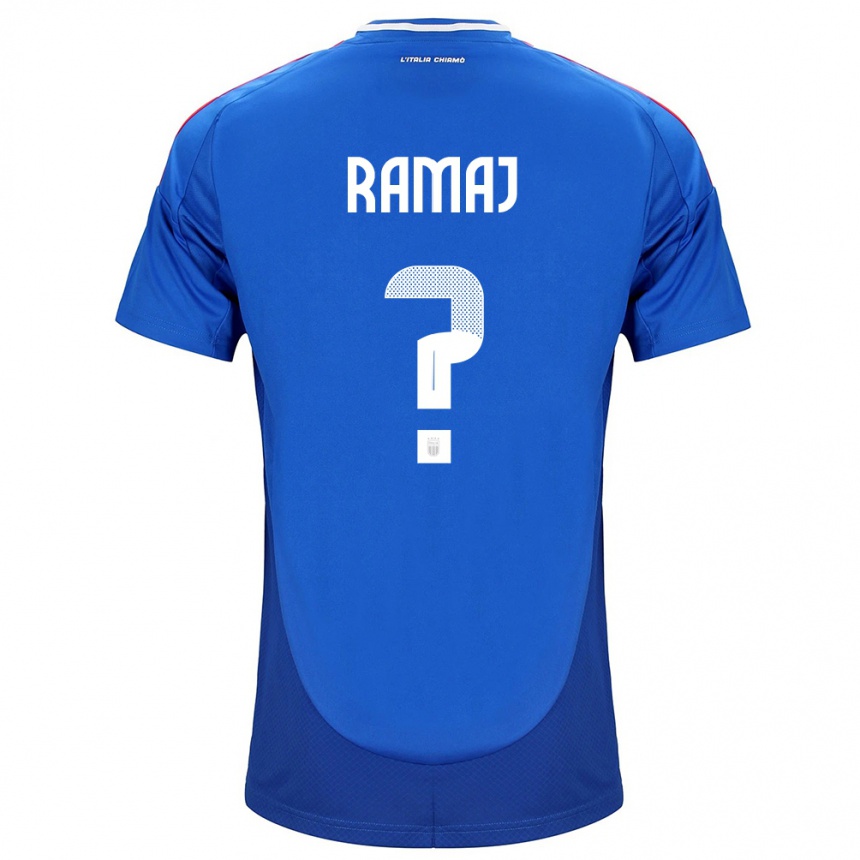 Kinder Fußball Italien Gabriel Ramaj #0 Blau Heimtrikot Trikot 24-26 T-Shirt Luxemburg