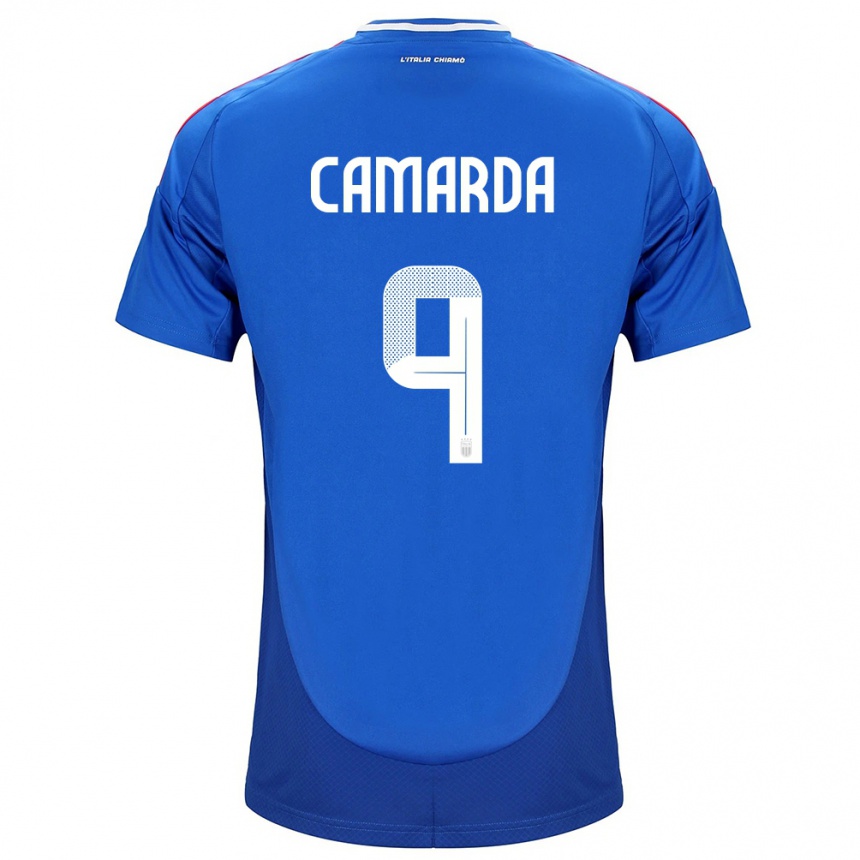 Kinder Fußball Italien Francesco Camarda #9 Blau Heimtrikot Trikot 24-26 T-Shirt Luxemburg