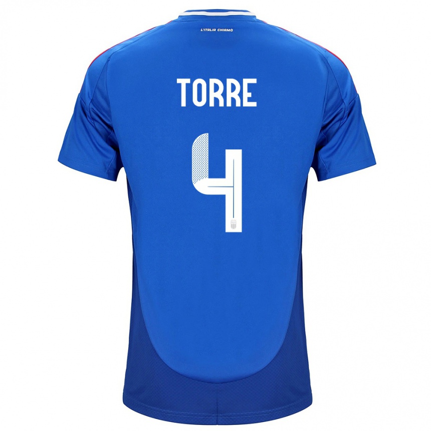 Kinder Fußball Italien Pietro La Torre #4 Blau Heimtrikot Trikot 24-26 T-Shirt Luxemburg