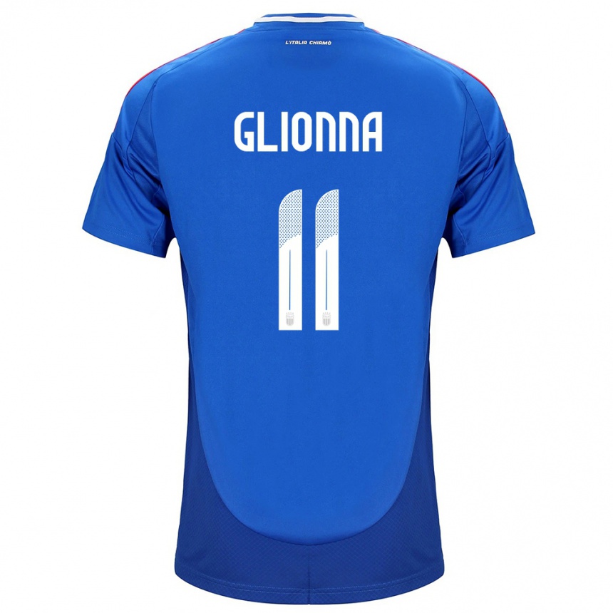 Kinder Fußball Italien Benedetta Glionna #11 Blau Heimtrikot Trikot 24-26 T-Shirt Luxemburg