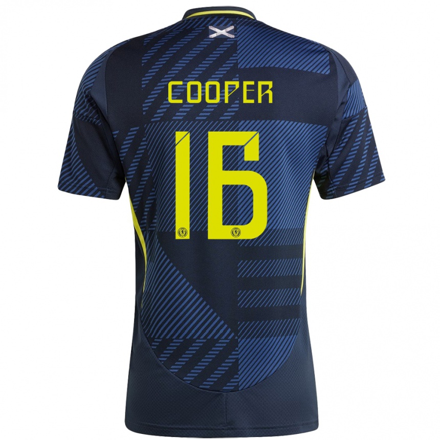 Kinder Fußball Schottland Liam Cooper #16 Dunkelblau Heimtrikot Trikot 24-26 T-Shirt Luxemburg