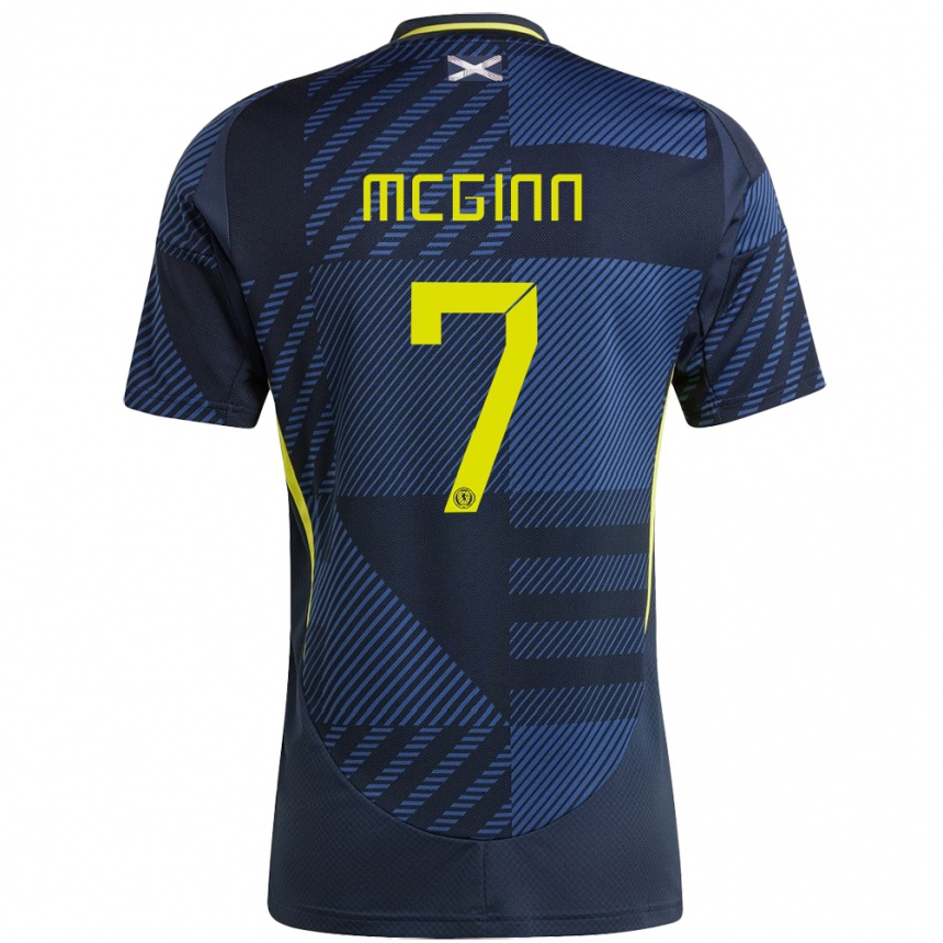 Kinder Fußball Schottland John Mcginn #7 Dunkelblau Heimtrikot Trikot 24-26 T-Shirt Luxemburg