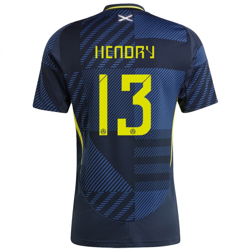 Kinder Fußball Schottland Jack Hendry #13 Dunkelblau Heimtrikot Trikot 24-26 T-Shirt Luxemburg