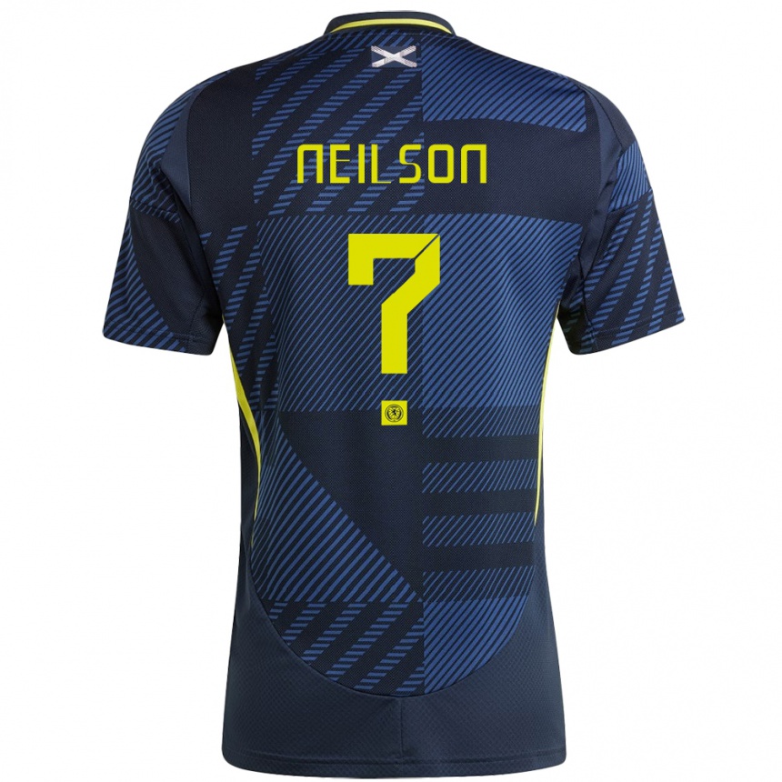 Kinder Fußball Schottland Lewis Neilson #0 Dunkelblau Heimtrikot Trikot 24-26 T-Shirt Luxemburg