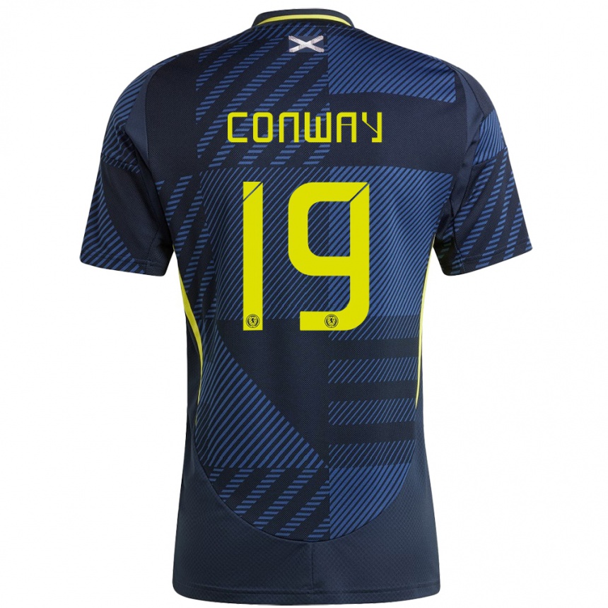 Kinder Fußball Schottland Tommy Conway #19 Dunkelblau Heimtrikot Trikot 24-26 T-Shirt Luxemburg