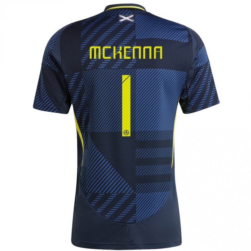 Kinder Fußball Schottland Callan Mckenna #1 Dunkelblau Heimtrikot Trikot 24-26 T-Shirt Luxemburg