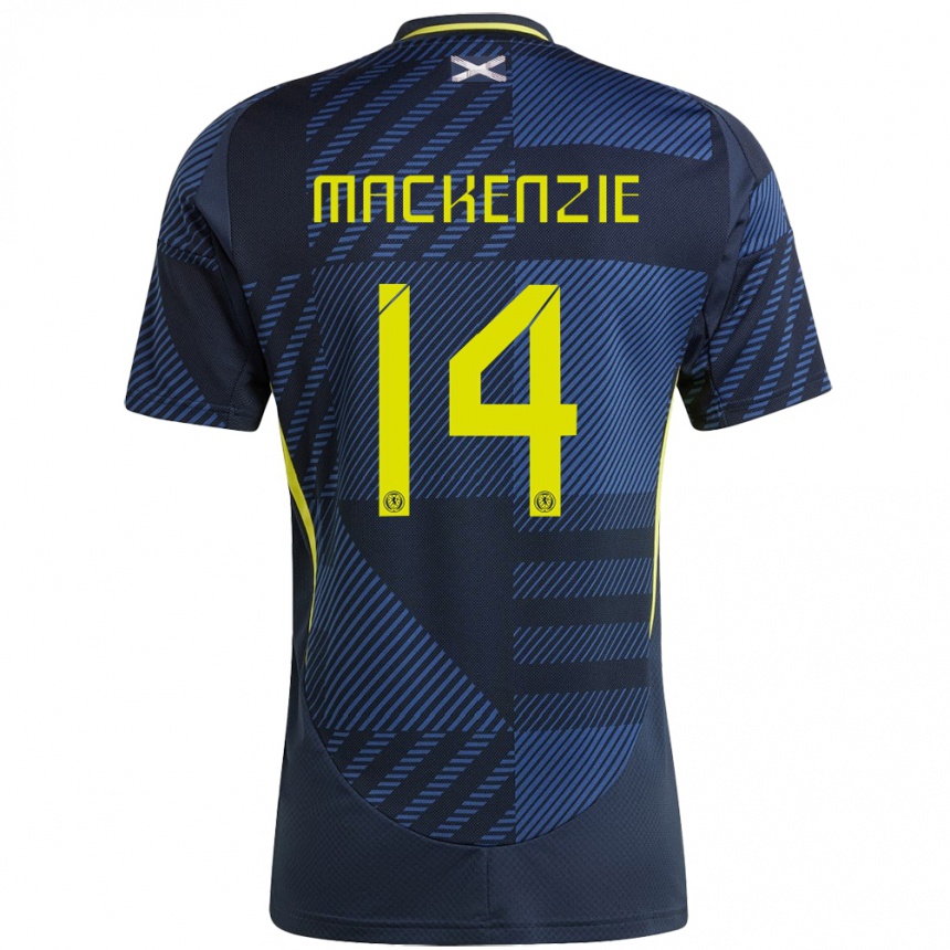 Kinder Fußball Schottland Magnus Mackenzie #14 Dunkelblau Heimtrikot Trikot 24-26 T-Shirt Luxemburg