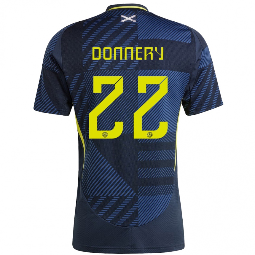 Kinder Fußball Schottland Julian Donnery #22 Dunkelblau Heimtrikot Trikot 24-26 T-Shirt Luxemburg