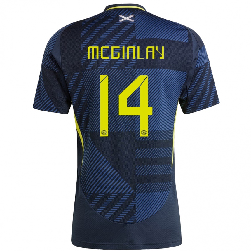 Kinder Fußball Schottland Aiden Mcginlay #14 Dunkelblau Heimtrikot Trikot 24-26 T-Shirt Luxemburg