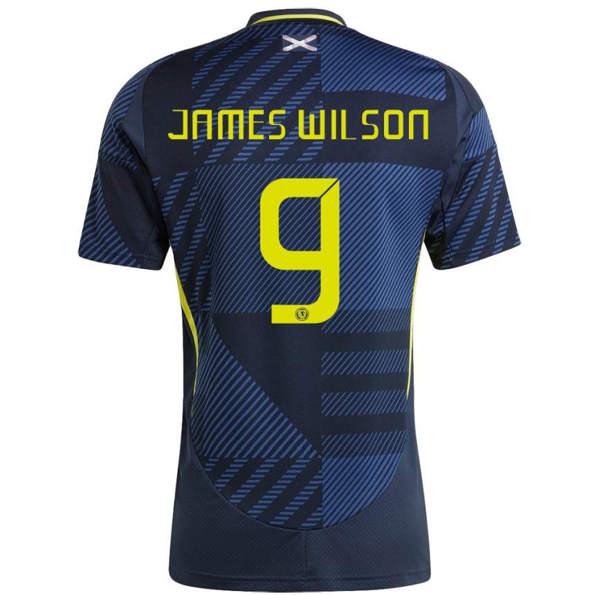 Kinder Fußball Schottland James Wilson #9 Dunkelblau Heimtrikot Trikot 24-26 T-Shirt Luxemburg