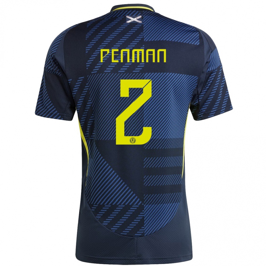 Kinder Fußball Schottland Callum Penman #2 Dunkelblau Heimtrikot Trikot 24-26 T-Shirt Luxemburg