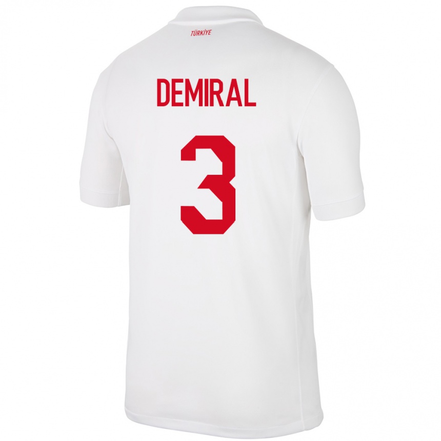 Kinder Fußball Türkei Merih Demiral #3 Weiß Heimtrikot Trikot 24-26 T-Shirt Luxemburg