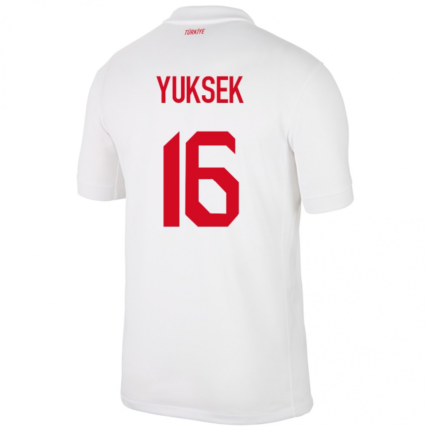 Kinder Fußball Türkei İsmail Yüksek #16 Weiß Heimtrikot Trikot 24-26 T-Shirt Luxemburg