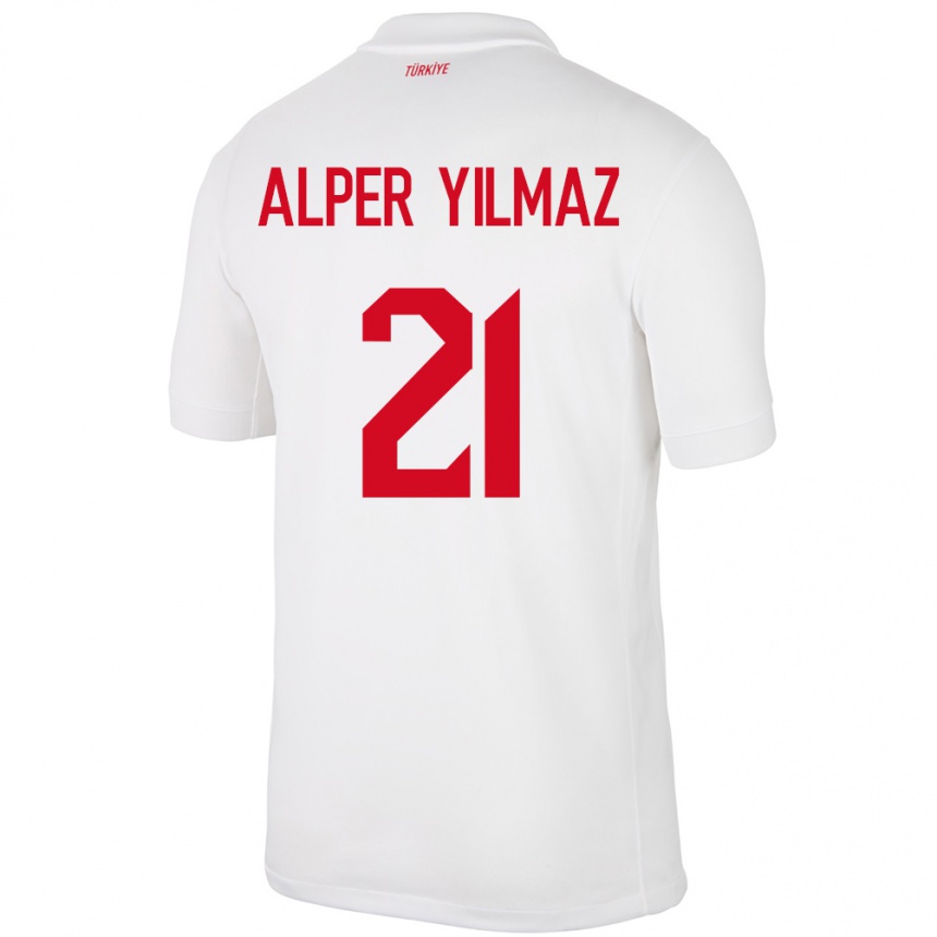 Kinder Fußball Türkei Barış Alper Yılmaz #21 Weiß Heimtrikot Trikot 24-26 T-Shirt Luxemburg