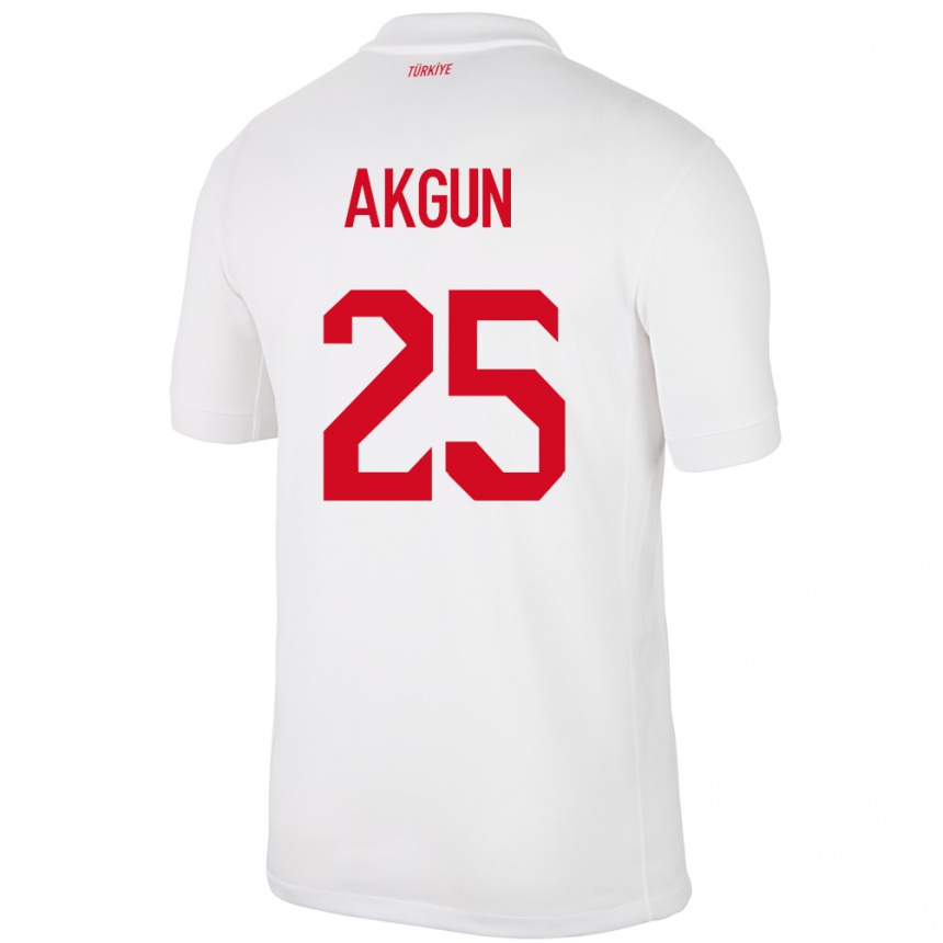 Kinder Fußball Türkei Yunus Akgün #25 Weiß Heimtrikot Trikot 24-26 T-Shirt Luxemburg