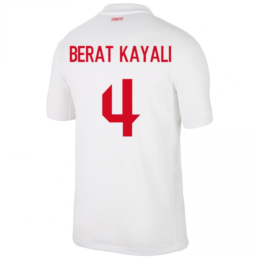 Kinder Fußball Türkei Hasan Berat Kayalı #4 Weiß Heimtrikot Trikot 24-26 T-Shirt Luxemburg