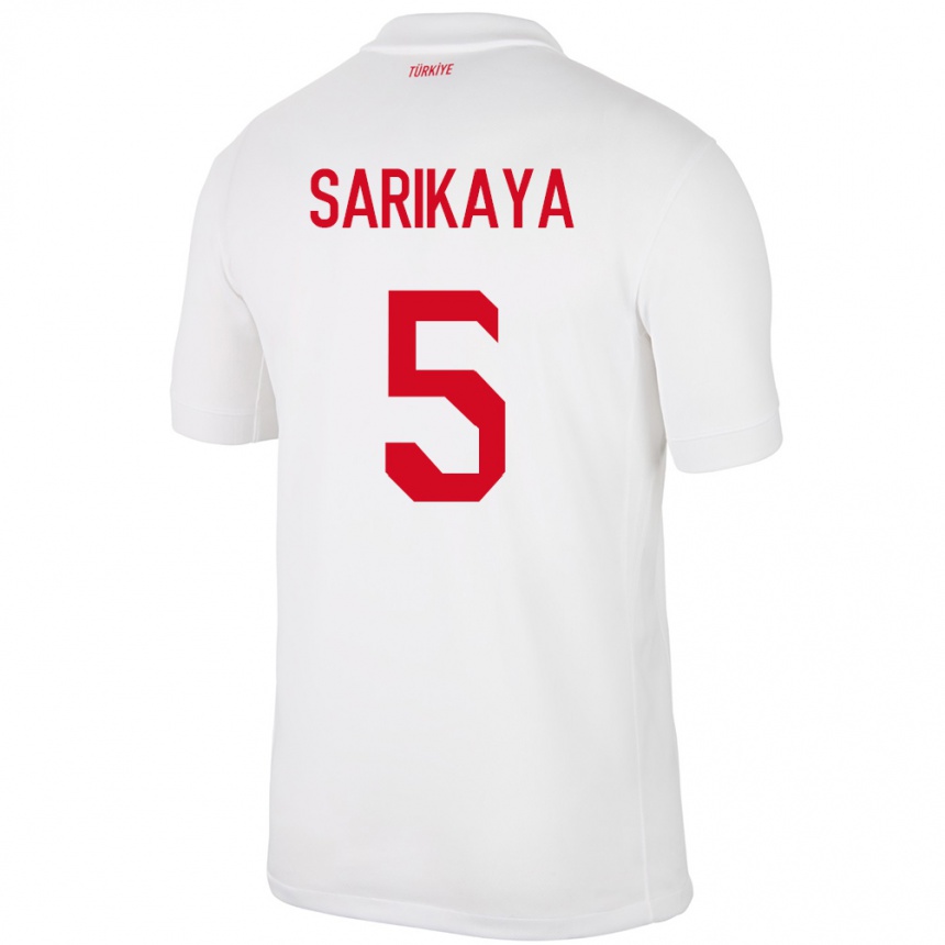 Kinder Fußball Türkei Efe Sarıkaya #5 Weiß Heimtrikot Trikot 24-26 T-Shirt Luxemburg