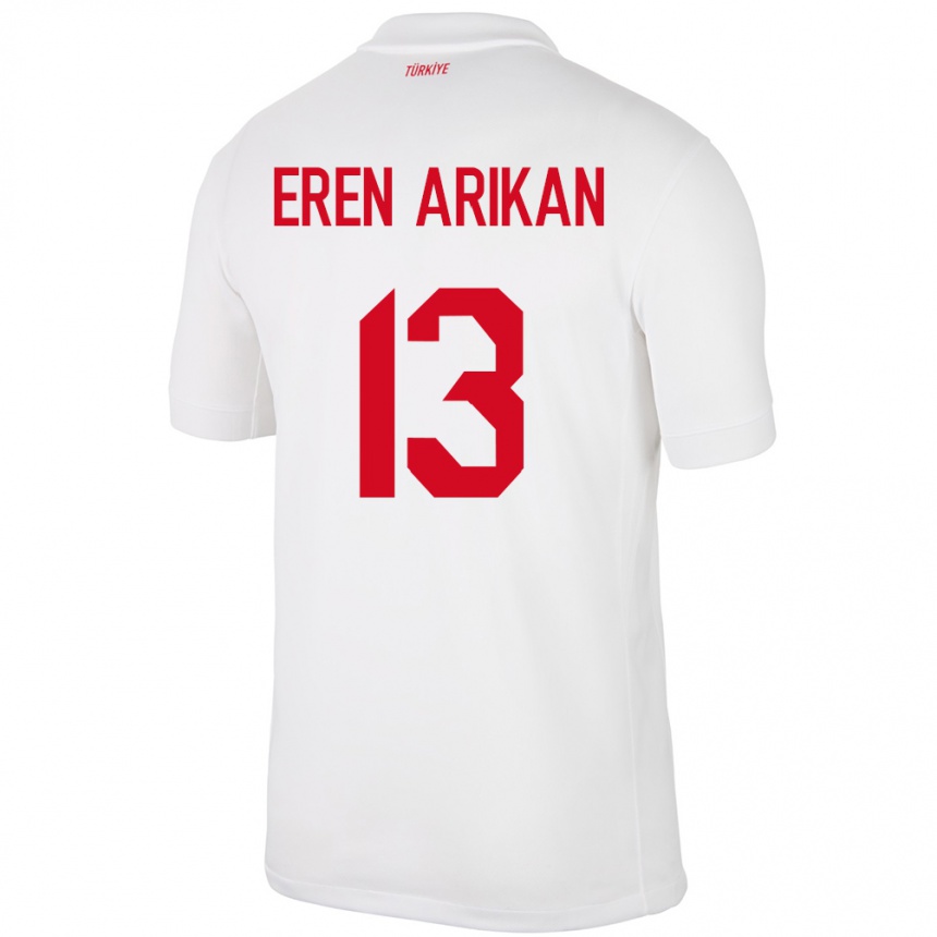 Kinder Fußball Türkei Muhammed Eren Arıkan #13 Weiß Heimtrikot Trikot 24-26 T-Shirt Luxemburg