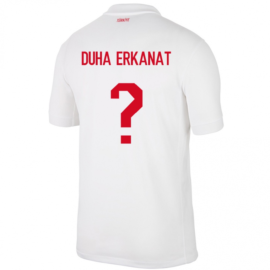 Kinder Fußball Türkei Ahmet Duha Erkanat #0 Weiß Heimtrikot Trikot 24-26 T-Shirt Luxemburg