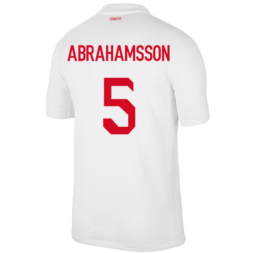 Kinder Fußball Türkei Sejde Aylin Abrahamsson #5 Weiß Heimtrikot Trikot 24-26 T-Shirt Luxemburg