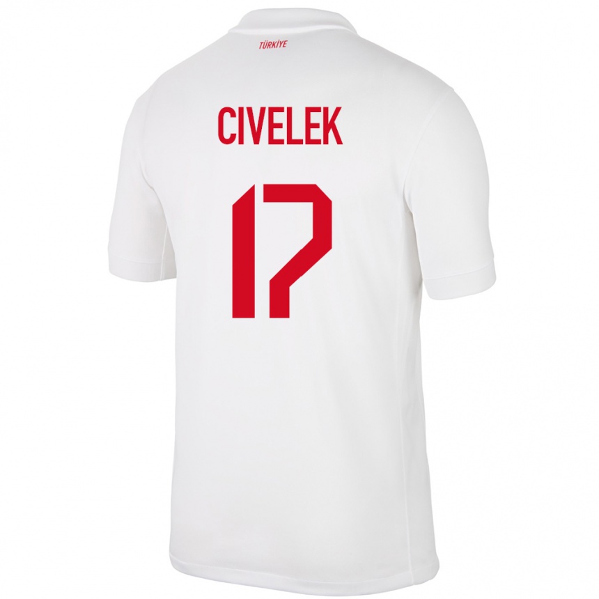 Kinder Fußball Türkei İlayda Civelek #17 Weiß Heimtrikot Trikot 24-26 T-Shirt Luxemburg