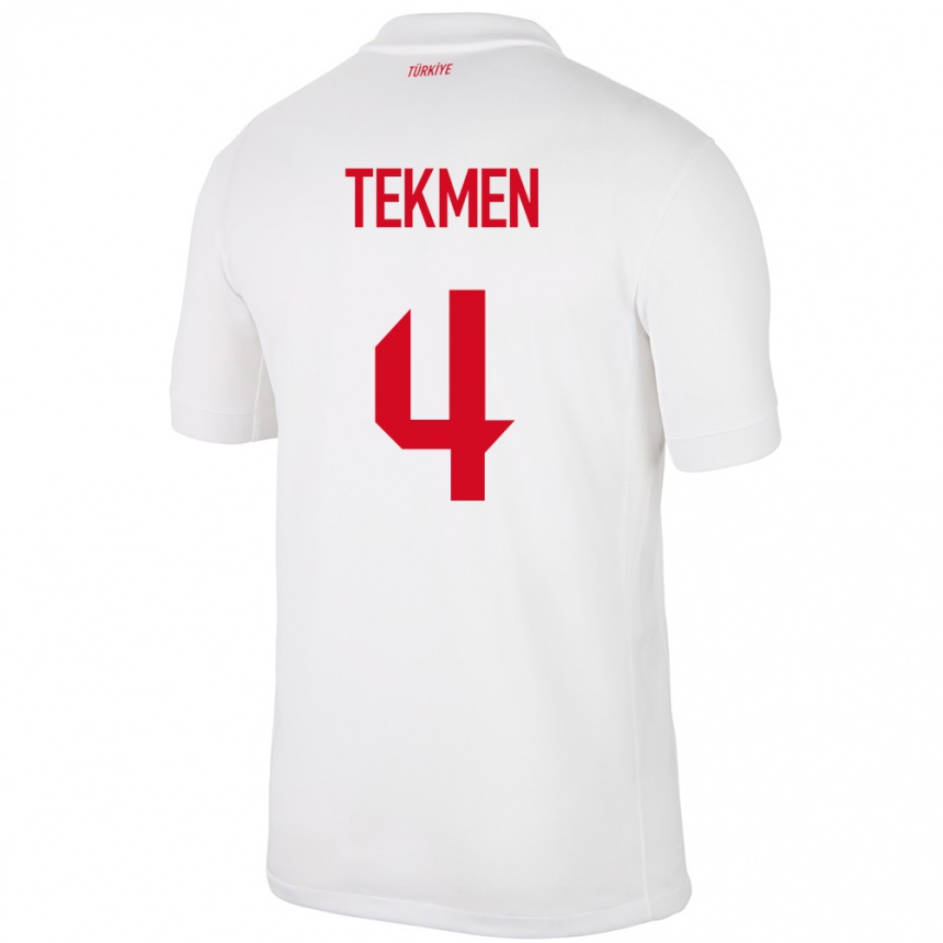 Kinder Fußball Türkei Ece Tekmen #4 Weiß Heimtrikot Trikot 24-26 T-Shirt Luxemburg