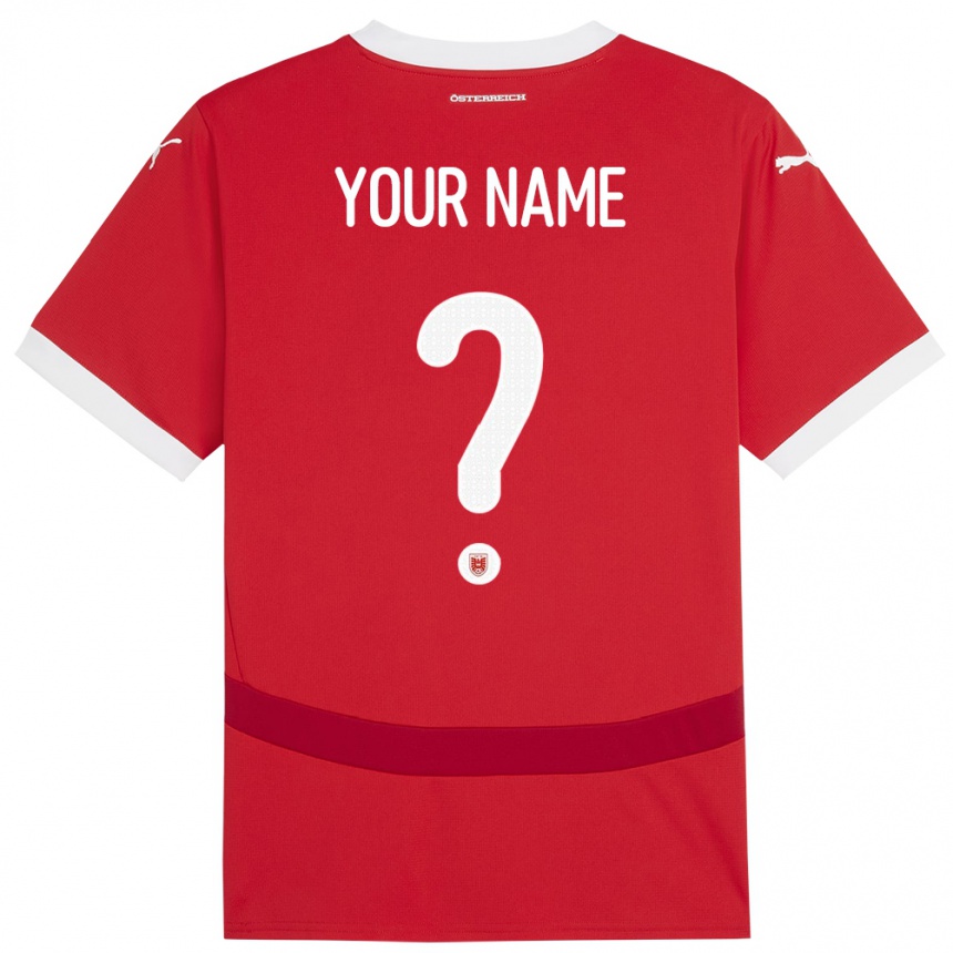 Kinder Fußball Österreich Ihren Namen #0 Rot Heimtrikot Trikot 24-26 T-Shirt Luxemburg