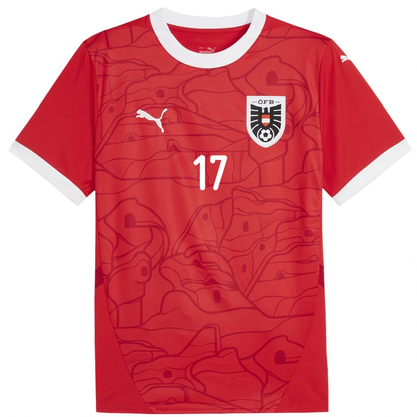 Kinder Fußball Österreich Pascal Fallmann #17 Rot Heimtrikot Trikot 24-26 T-Shirt Luxemburg