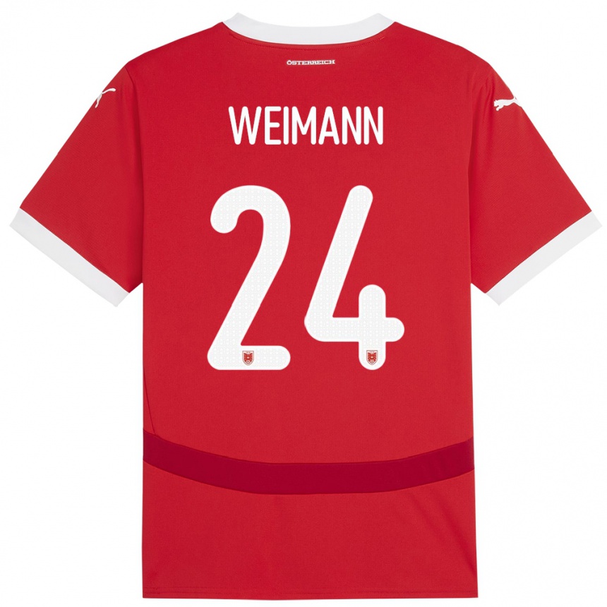 Kinder Fußball Österreich Andreas Weimann #24 Rot Heimtrikot Trikot 24-26 T-Shirt Luxemburg