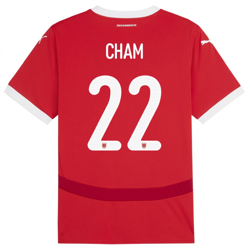 Kinder Fußball Österreich Muhammed Cham #22 Rot Heimtrikot Trikot 24-26 T-Shirt Luxemburg