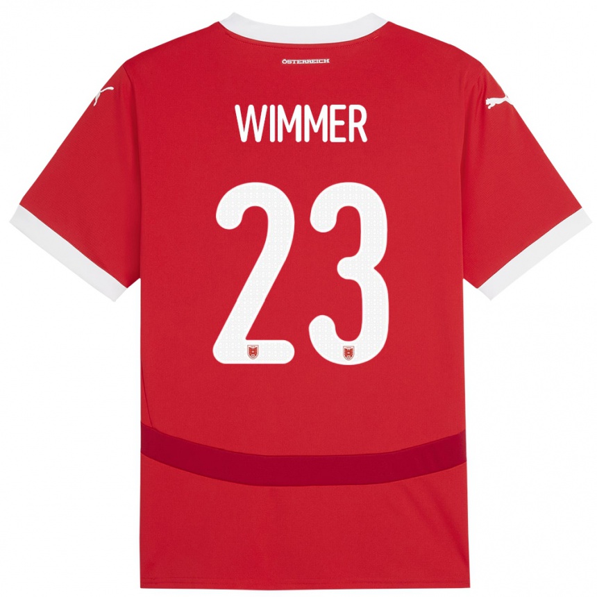 Kinder Fußball Österreich Patrick Wimmer #23 Rot Heimtrikot Trikot 24-26 T-Shirt Luxemburg