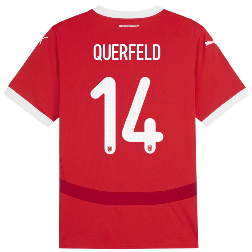 Kinder Fußball Österreich Leopold Querfeld #14 Rot Heimtrikot Trikot 24-26 T-Shirt Luxemburg