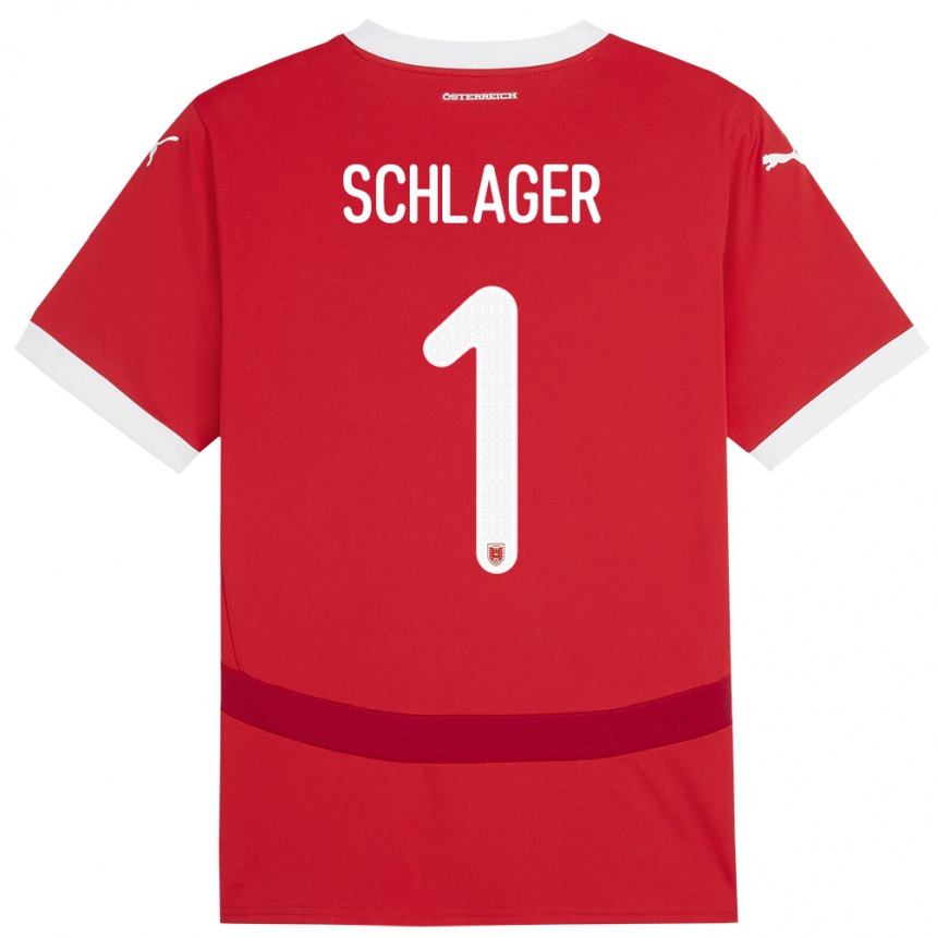 Kinder Fußball Österreich Alexander Schlager #1 Rot Heimtrikot Trikot 24-26 T-Shirt Luxemburg