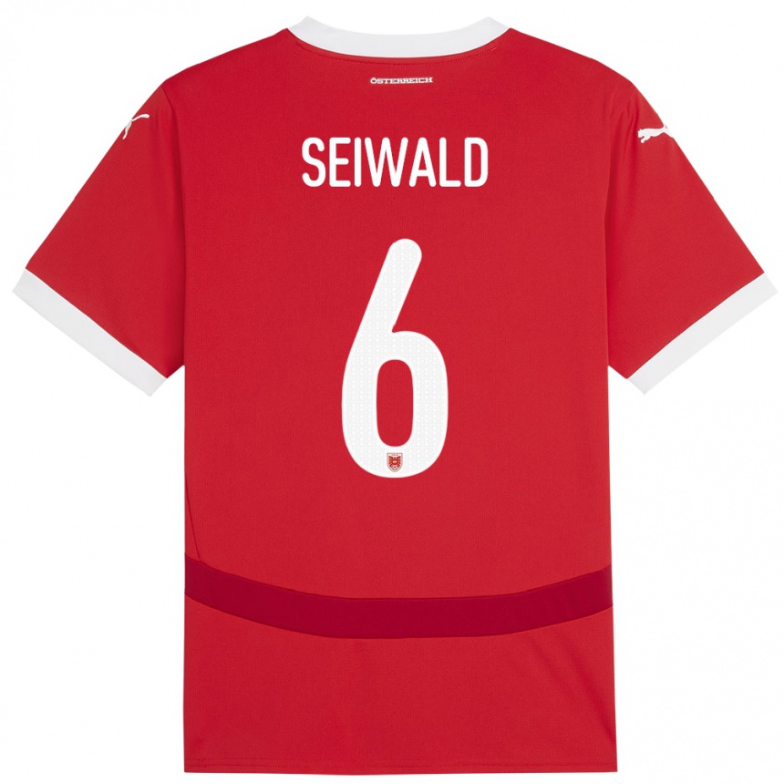 Kinder Fußball Österreich Nicolas Seiwald #6 Rot Heimtrikot Trikot 24-26 T-Shirt Luxemburg