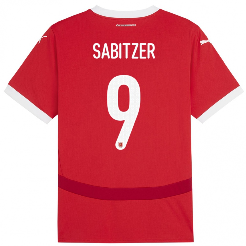 Kinder Fußball Österreich Marcel Sabitzer #9 Rot Heimtrikot Trikot 24-26 T-Shirt Luxemburg