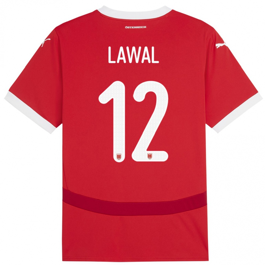 Kinder Fußball Österreich Tobias Lawal #12 Rot Heimtrikot Trikot 24-26 T-Shirt Luxemburg