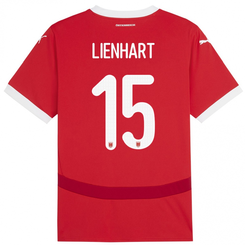 Kinder Fußball Österreich Philipp Lienhart #15 Rot Heimtrikot Trikot 24-26 T-Shirt Luxemburg