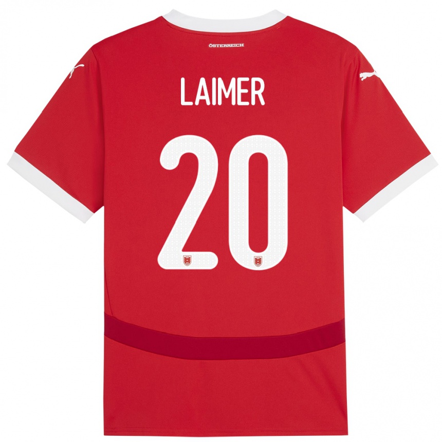 Kinder Fußball Österreich Konrad Laimer #20 Rot Heimtrikot Trikot 24-26 T-Shirt Luxemburg