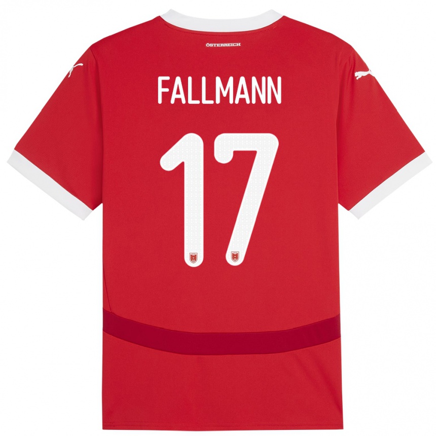 Kinder Fußball Österreich Pascal Fallmann #17 Rot Heimtrikot Trikot 24-26 T-Shirt Luxemburg