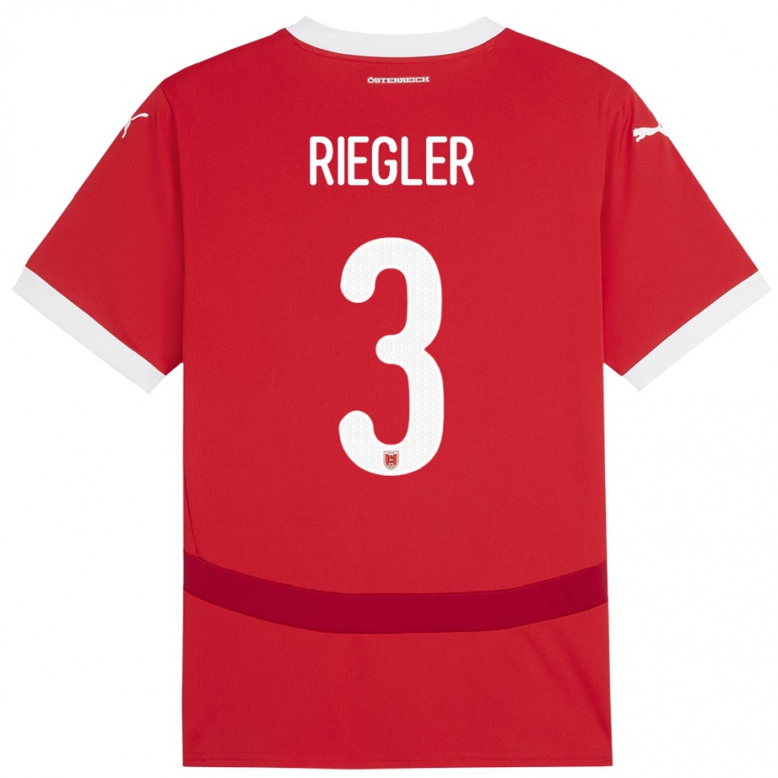 Kinder Fußball Österreich David Riegler #3 Rot Heimtrikot Trikot 24-26 T-Shirt Luxemburg