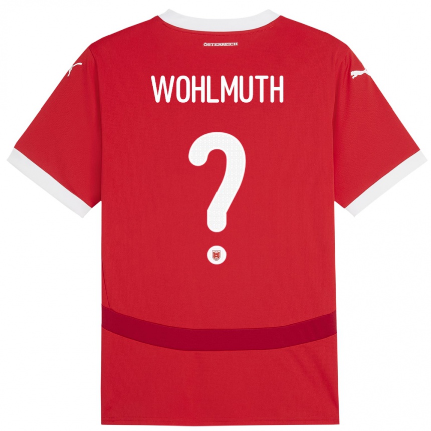 Kinder Fußball Österreich Fabian Wohlmuth #0 Rot Heimtrikot Trikot 24-26 T-Shirt Luxemburg