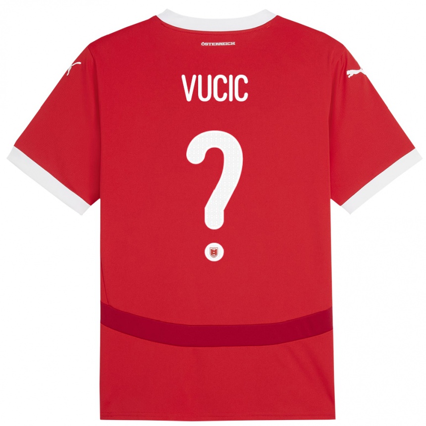 Kinder Fußball Österreich Romeo Vucic #0 Rot Heimtrikot Trikot 24-26 T-Shirt Luxemburg