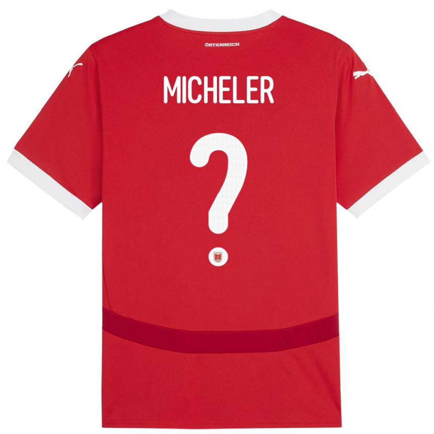 Kinder Fußball Österreich Florian Micheler #0 Rot Heimtrikot Trikot 24-26 T-Shirt Luxemburg