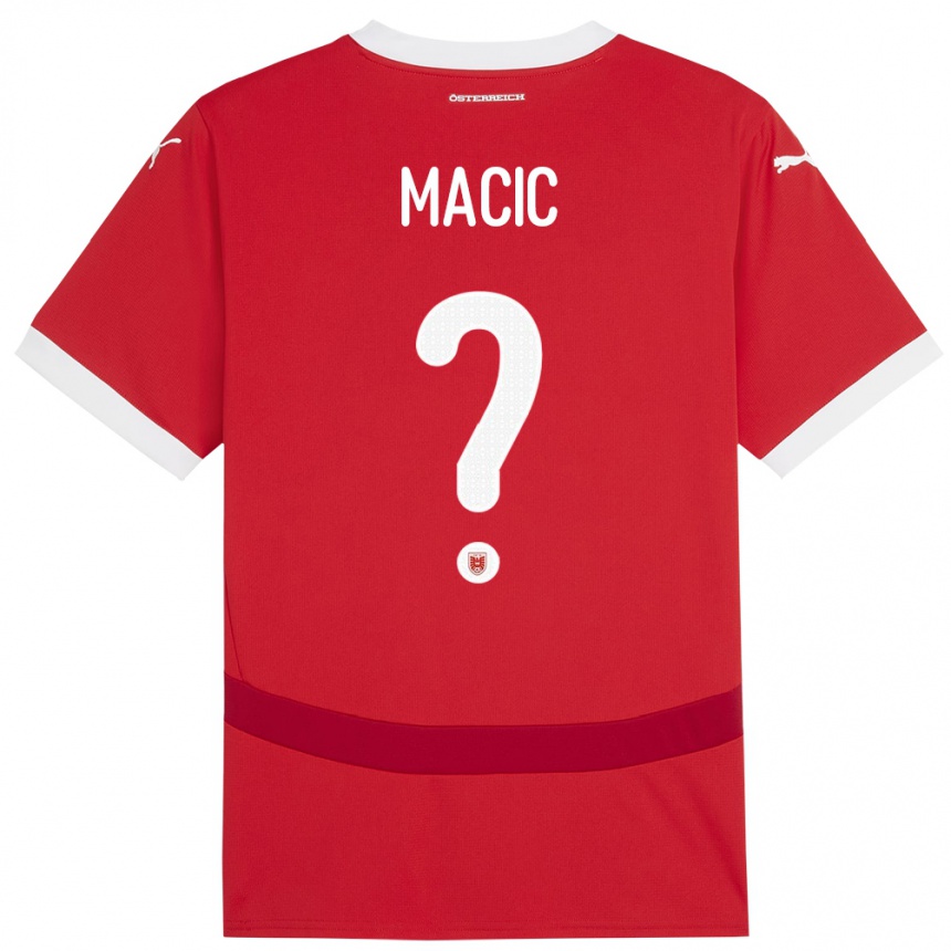 Kinder Fußball Österreich Gabriel Macic #0 Rot Heimtrikot Trikot 24-26 T-Shirt Luxemburg