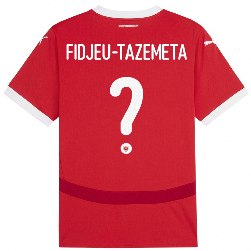 Kinder Fußball Österreich Thierry Fidjeu-Tazemeta #0 Rot Heimtrikot Trikot 24-26 T-Shirt Luxemburg