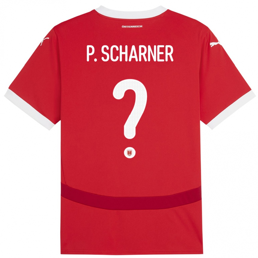 Kinder Fußball Österreich Paul Scharner #0 Rot Heimtrikot Trikot 24-26 T-Shirt Luxemburg