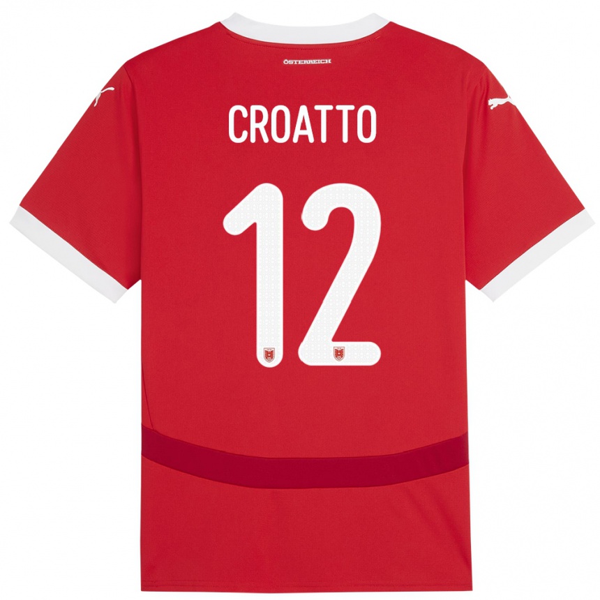 Kinder Fußball Österreich Michela Croatto #12 Rot Heimtrikot Trikot 24-26 T-Shirt Luxemburg