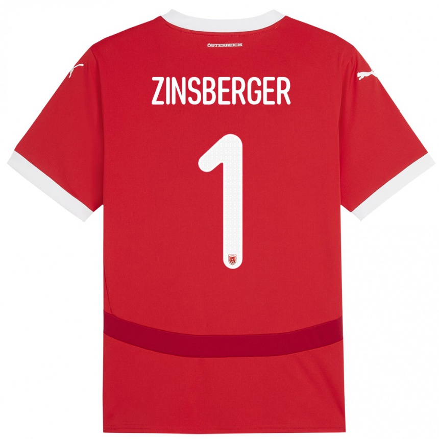 Kinder Fußball Österreich Manuela Zinsberger #1 Rot Heimtrikot Trikot 24-26 T-Shirt Luxemburg